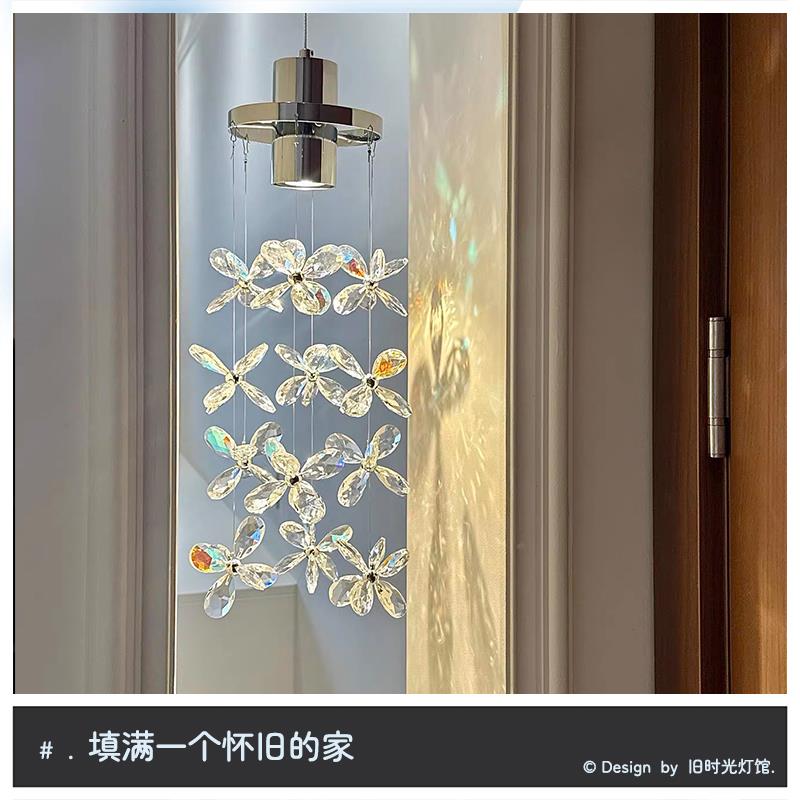 法式风轻奢卧室床头小吊灯高级感过道玄关走廊浪漫花瓣水晶吊灯