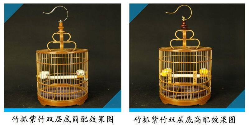 紫竹鸟笼红蓝点颏绣眼靛颏红子贝子点点竹制鸟笼双层底老竹64条