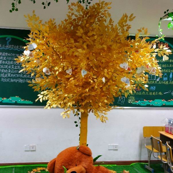 仿真榕树金色发财树摇钱假金树摆放许愿商场新年祝福落地花艺造景