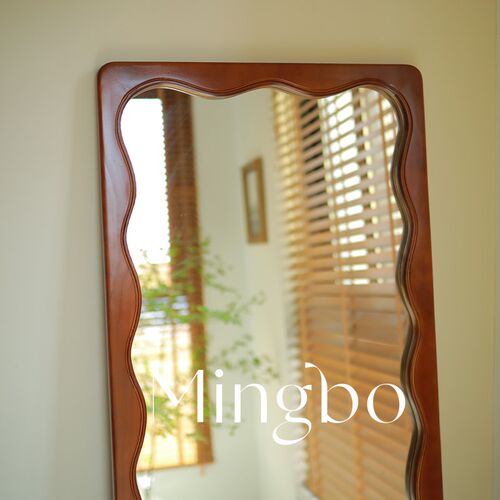 MINGBO法式复古ins波浪全身镜家用壁挂穿衣镜创意卧室中古落地镜