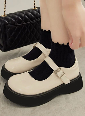 黑色袜子女配小皮鞋夏季新款纯棉木耳边jk乐福鞋白色花边中短筒袜