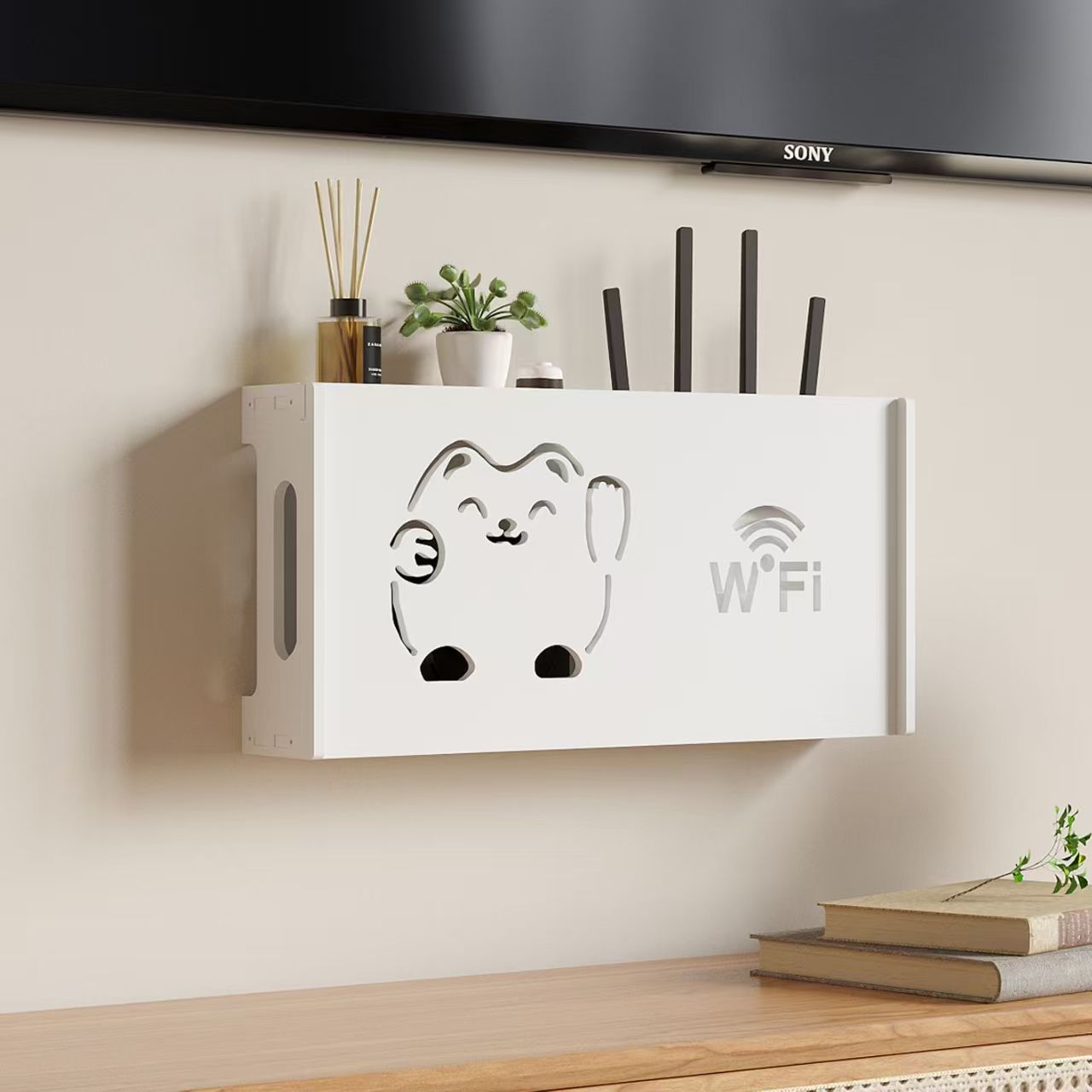 wifi置物架收纳免打孔路由器置物架机顶盒挂墙收纳多功能隐形收纳