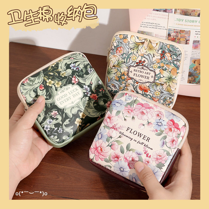 梵高油画随身零钱包耳机数据线收纳小包口红袋高颜值大容量月事包