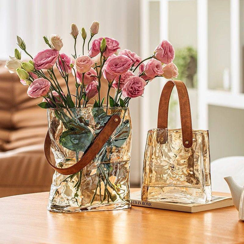 花瓶塑料花瓶ins风高颜值郁金香轻奢透明鲜花水养客厅手提装饰件,家居饰品,花瓶,淘宝优惠券,粉丝福利购,淘宝优惠卷