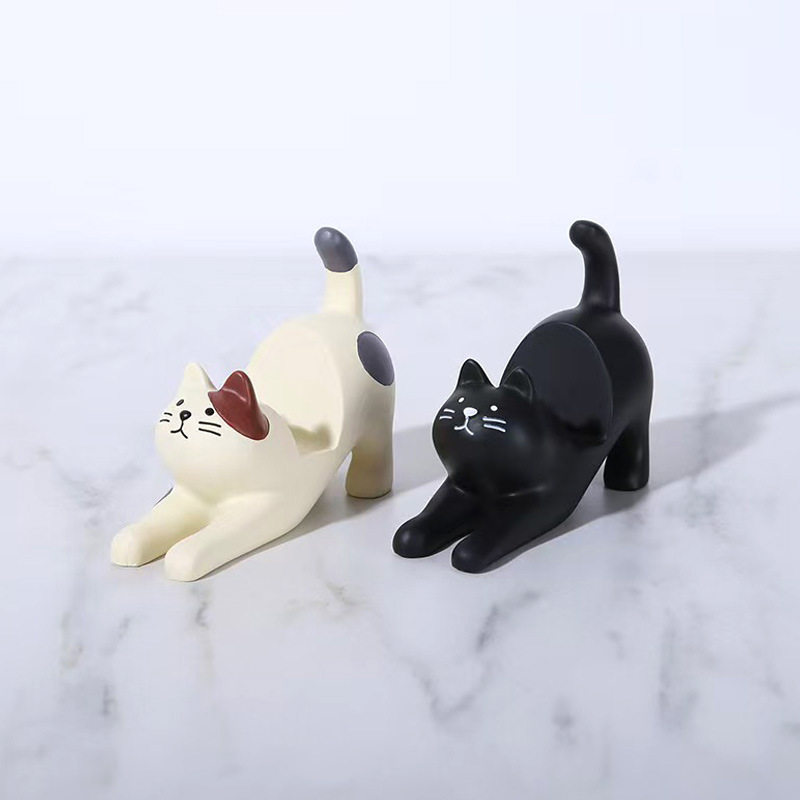 zakka伸懒腰猫咪小摆件花猫手机支架桌面装饰品创意懒人追剧神器