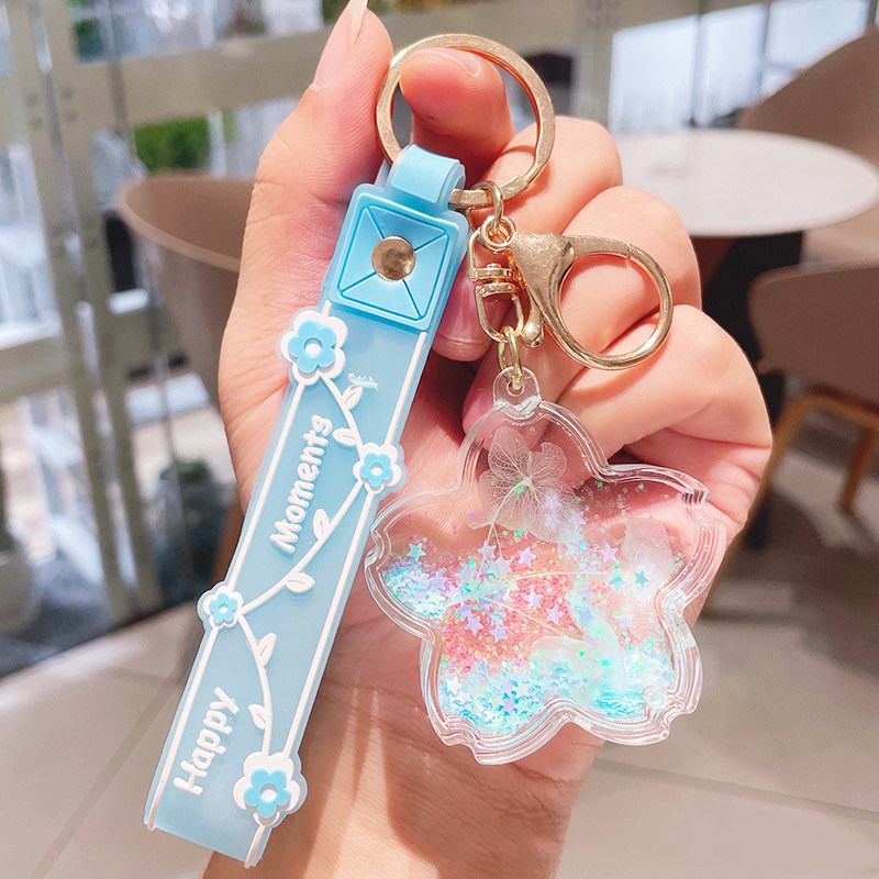 少女心可爱樱花漂流瓶钥匙扣女流沙花瓣书包挂饰创意精致挂件配饰