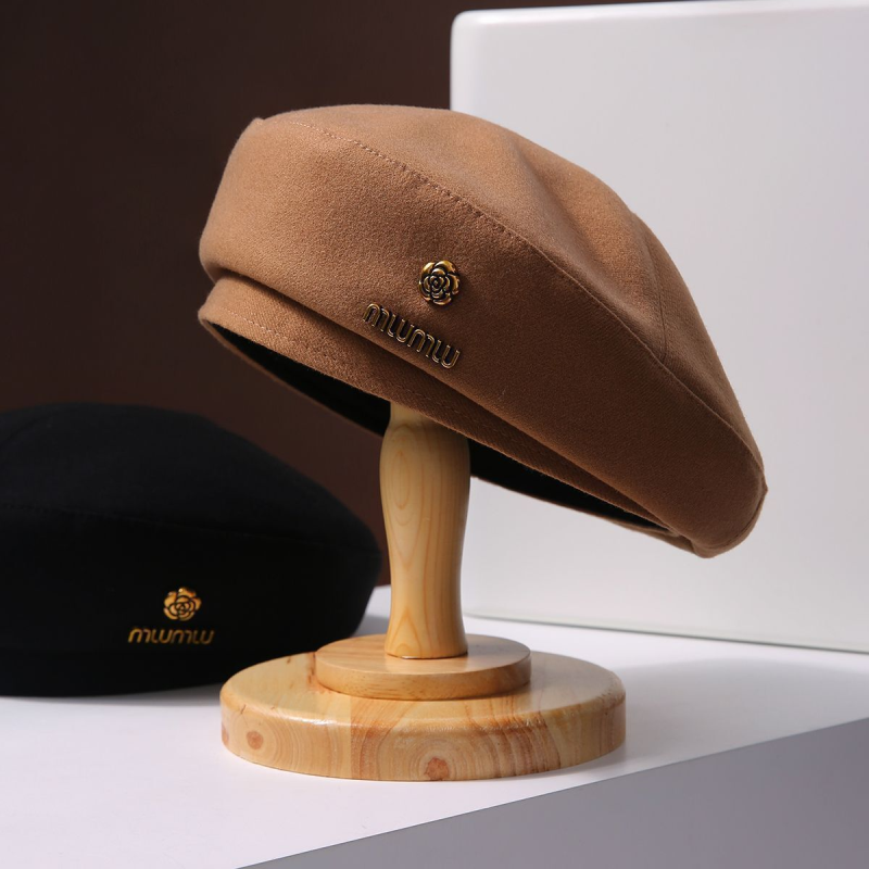 黑色韩系秋冬款毛呢贝雷帽女2025新款秋冬显脸小法式蓓蕾帽子复古