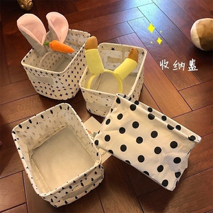 桌面收纳整理盒袜子钥匙收纳筐学生宿舍小众韩风可折叠收纳篮