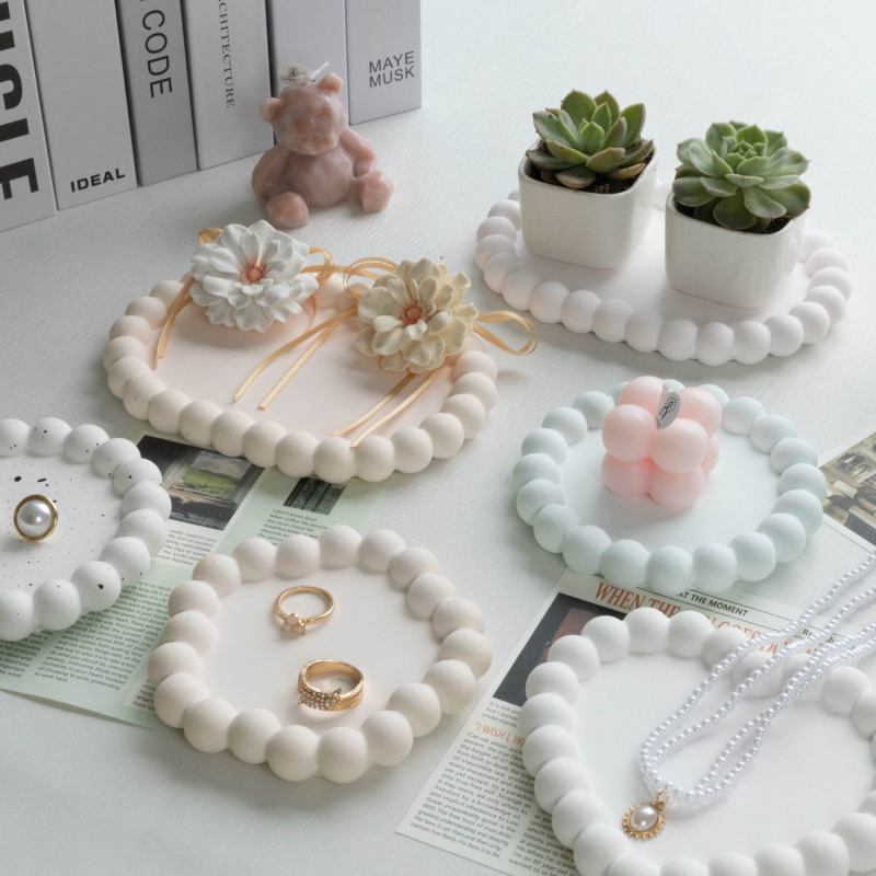 石膏托盘风网红收纳盘子拍照道具美甲首饰展示哑光装饰品摆件