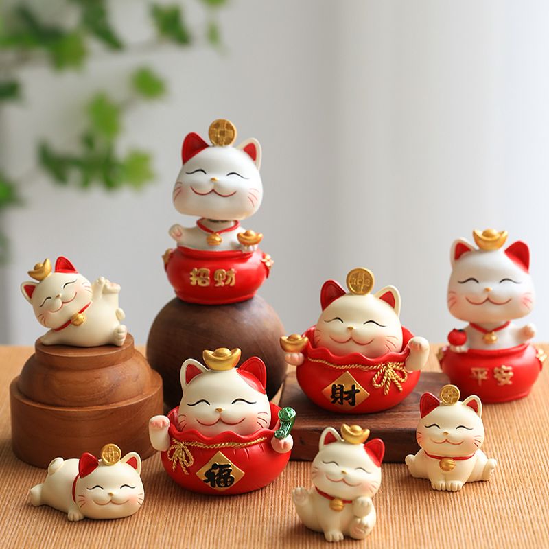 创意可爱招财猫装饰摆件家居客厅玄关办公室桌面乔迁开业喜庆摆设