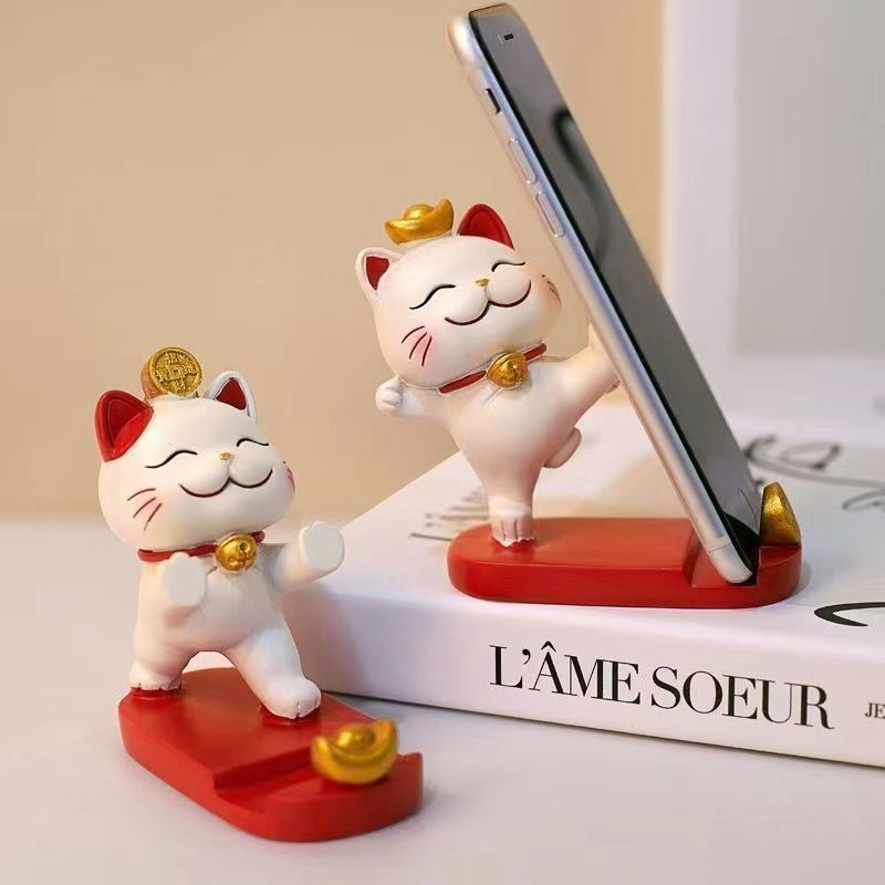 招财猫手机支架桌面办公桌朋友闺蜜生日礼物简约创意装饰品小摆件