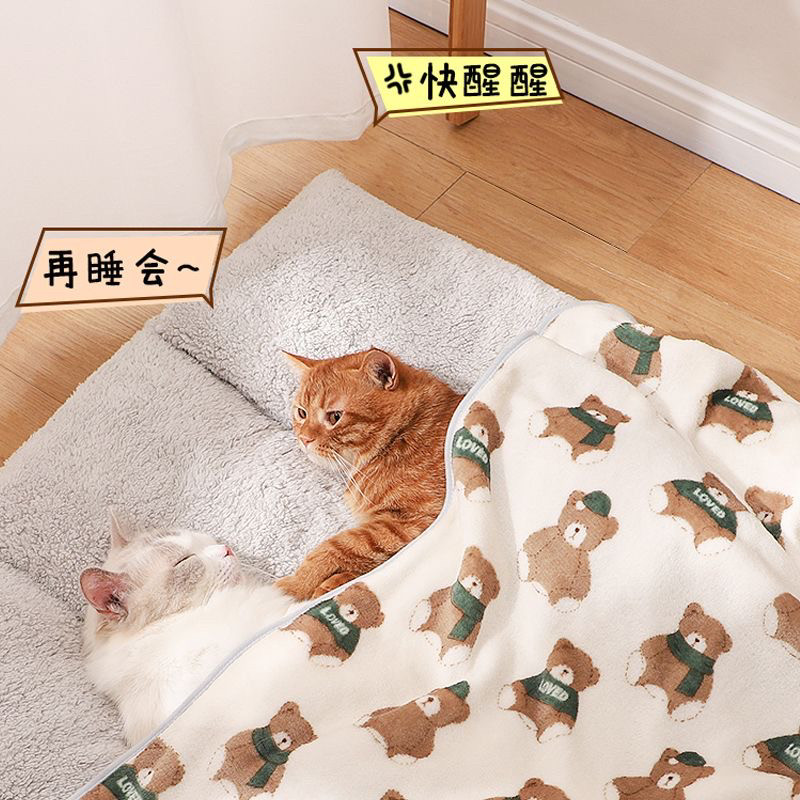 宠物毛毯垫子狗狗猫咪秋冬保暖云貂绒踩奶睡垫毯子卡通睡觉用被子