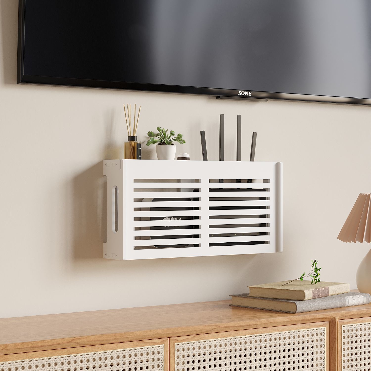 wifi插板置物架免打孔路由器收纳盒壁挂式机顶盒置物遮挡光猫挂壁