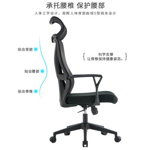 人体工学电脑椅家用舒适护腰电竞座椅书房公转椅靠背椅子