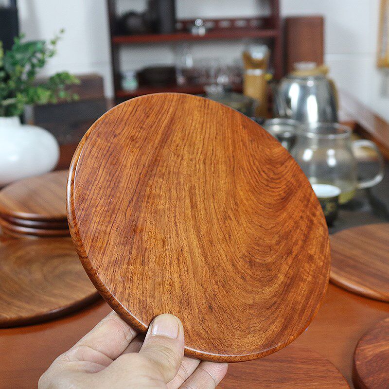 圆型实木隔热垫锅垫木垫花梨木红木手工家用餐桌垫防烫垫碗碟盘子