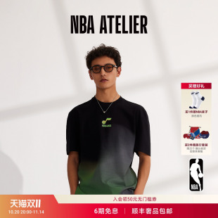 犹他爵士队落肩宽松渐变印花短袖 ATELIER男士 NBA 潮 匹马棉