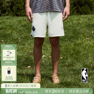 休闲短裤 宽松华夫格男士 ATELIER火箭灰熊马刺队直筒运动裤 NBA