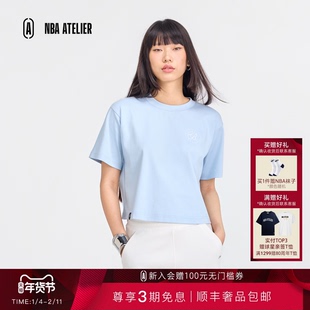 26新款NBA ATELIER公牛队宽松短款短袖上衣女时尚百搭圆领纯棉t恤