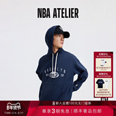 25冬季 ATELIER篮网队微阔撞色刺绣连帽卫衣情侣套头衫 新款 NBA