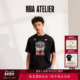 新品 NBA ATELIER男士 25夏季 热火队印花黑色宽松短袖 T恤男