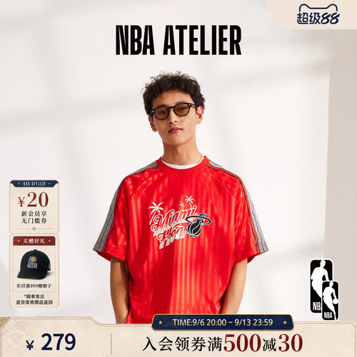 迈阿密热火队红色宽松短袖T恤