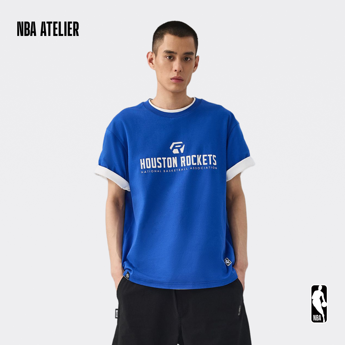 NBA ATELIER火箭队高街美式复古街头宽松短袖夏季T恤新款男生上衣