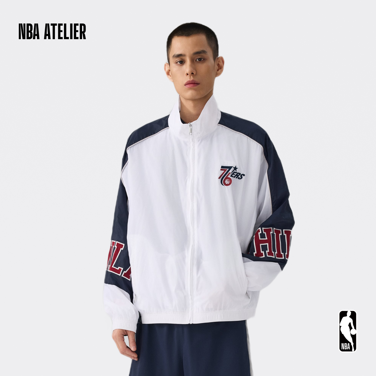 【闫桉同款】NBA ATELIER76人队宽松立领夹克男春夏休闲潮流外套