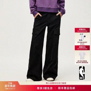 NBA 裤 ATELIER勇士队黑色宽松直筒阔腿裤 复古工装 女裤 25秋冬新款