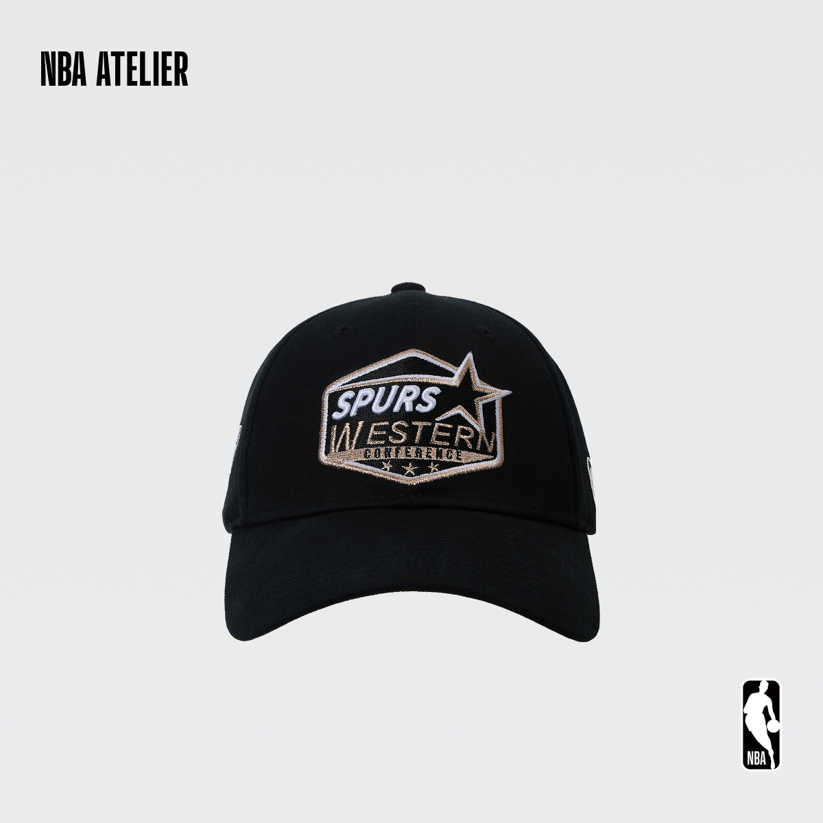 NBA ATELIER马刺队男女同款潮流复古刺绣百搭可调节鸭舌帽子