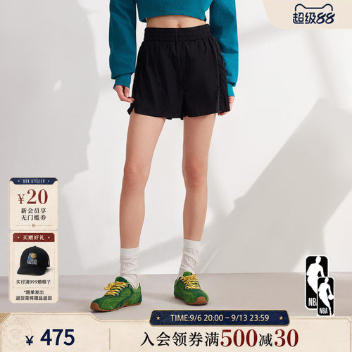 NBAATELIER女士黑色风琴褶短裤