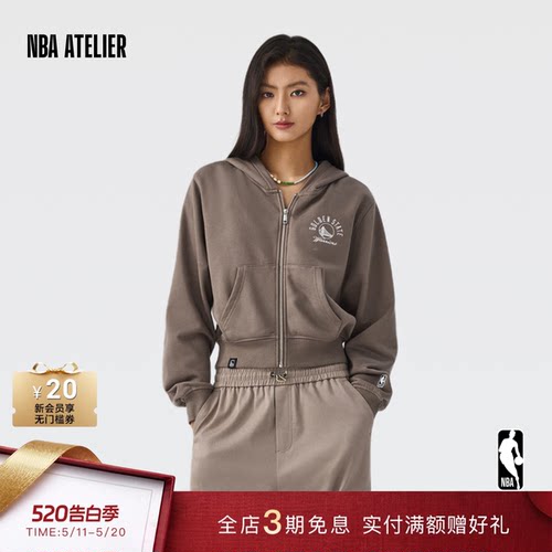 NBA勇士队连帽卫衣开衫女款