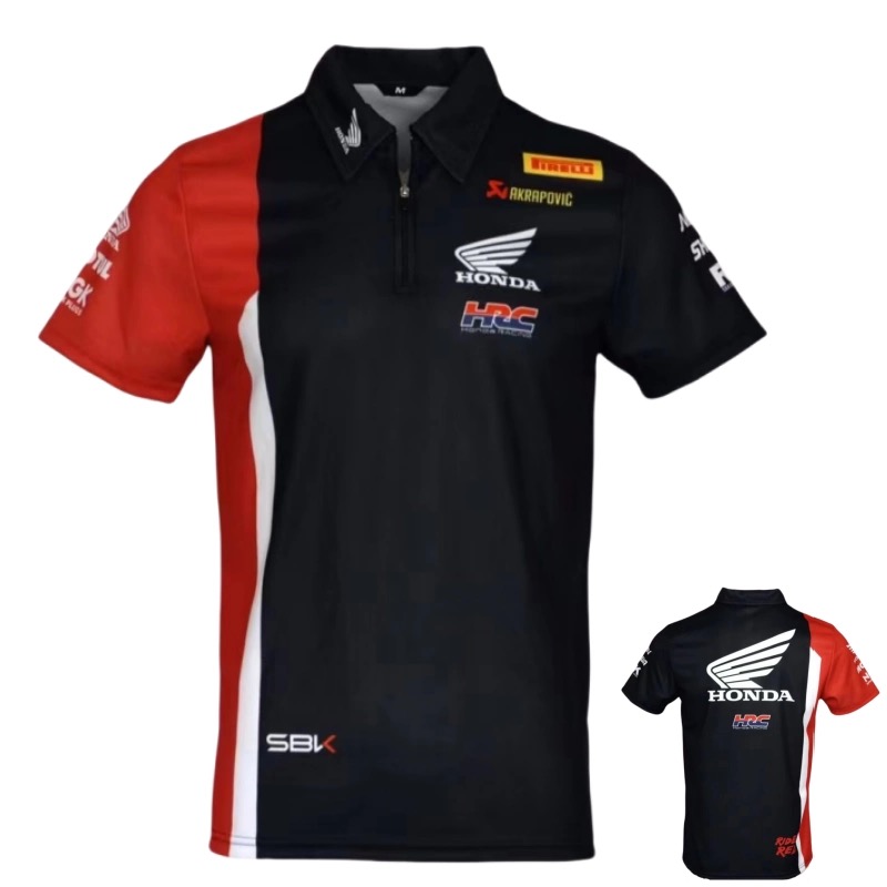 新款摩托车骑行服短袖T恤男女同款机车服polo衫