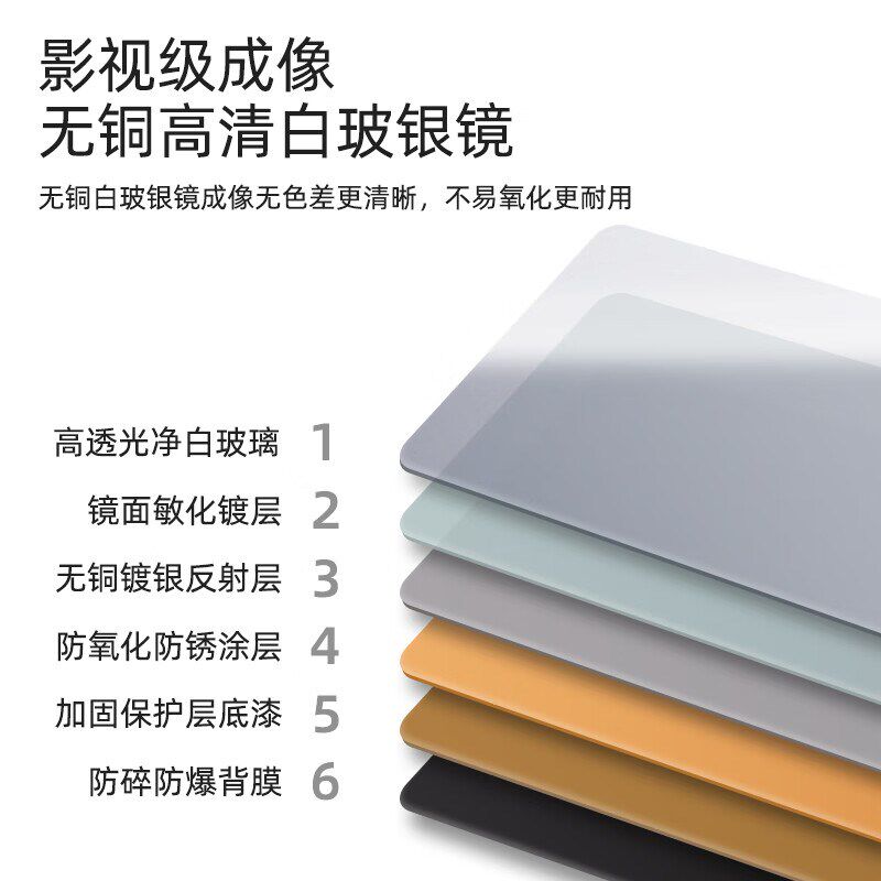 5MM全身镜子贴墙自粘家用穿衣镜壁挂式定制玻璃银镜不变形试衣镜