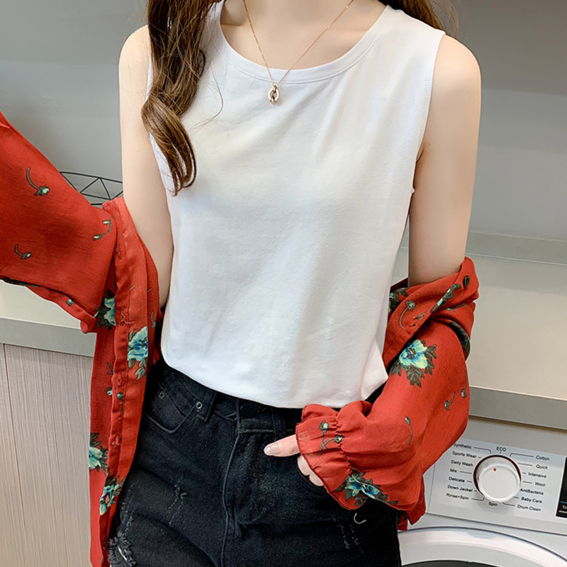 纯棉吊带背心女夏外穿潮宽松西装内搭网运动上衣设计感小众宽松型