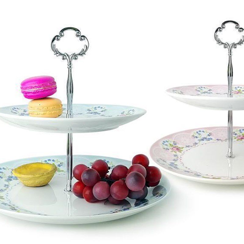 欧式陶瓷二层水果盘子客厅个性创意蛋糕盘架干果盘下午茶点心托盘