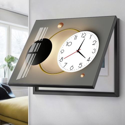 WEhtX9rO新轻奢电表品箱装饰带钟表v创意免打画孔配电l箱遮挡