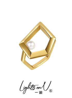 一谕 自由设计师系列环扣戒指锆石珍珠镀金原创小众高级设计师ins