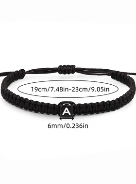 爆款亚克力方块26字母编织手链情侣款初始手工编织可拉伸手绳