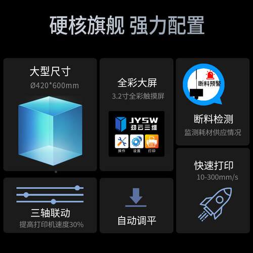 劲三维3D打印机工业级度JY-SU420大云尺寸调恒温JY-SU420高精FDM