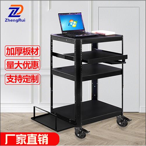 P97-A加厚板材三层带抽屉电脑仪器设备推车置物架 机房实验室工具