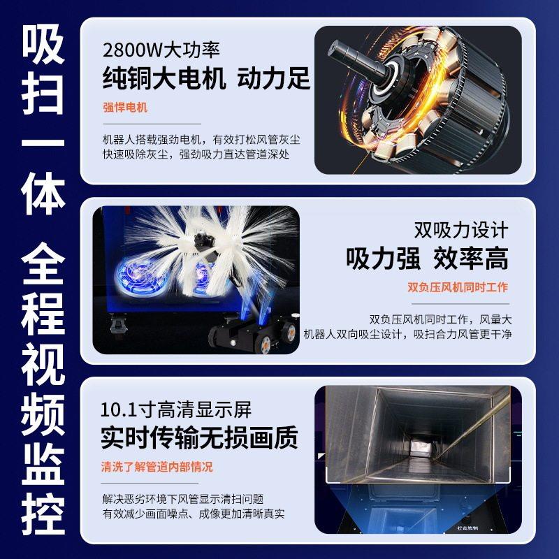 快通风商用中央空调管清洗机器人智能工尘业479吸轴机通软风除尘