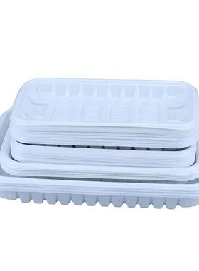 一次生鲜托盘蔬菜水果打包盒PP白色2513打包盒无盖生鲜碟