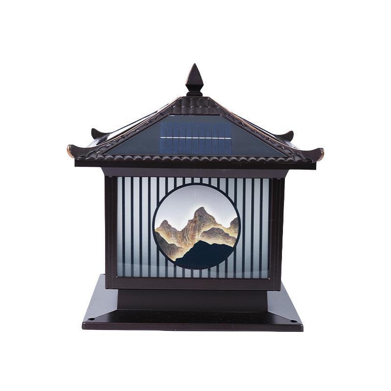 门柱灯户外庭院别墅太阳能门柱灯新中式小区公园防水围墙灯