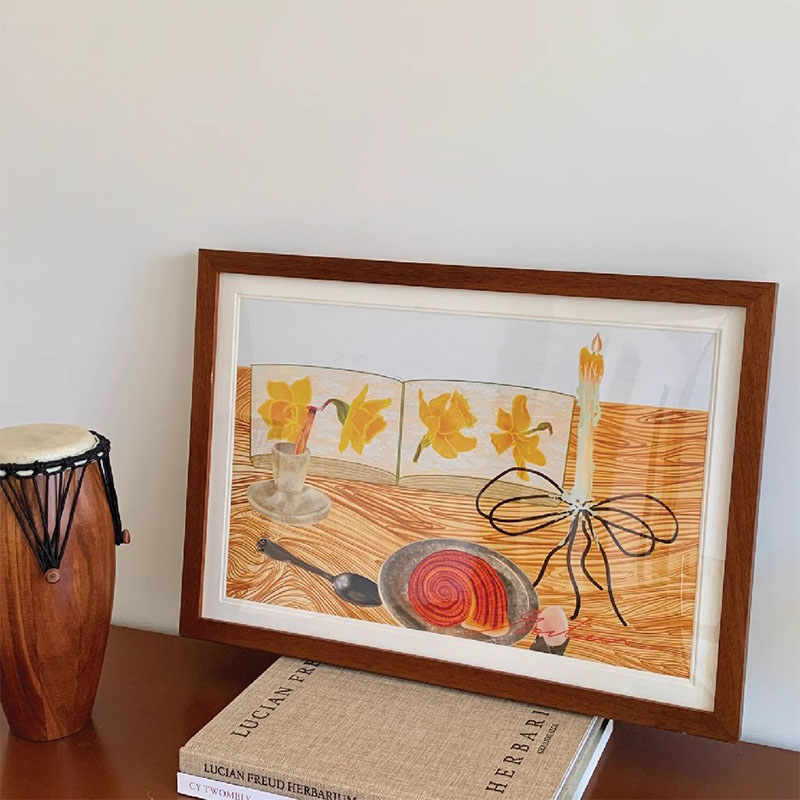 壳系列静物装饰画MoChen静物插画治愈系客厅挂画水仙花美学艺术画