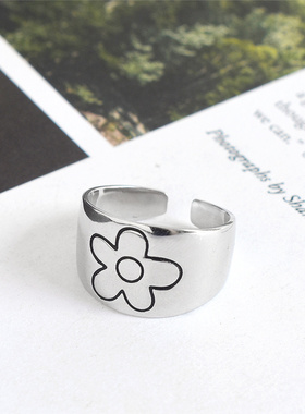 极速2021 New Korlean Style Flower Rings for Women Punk ndy V