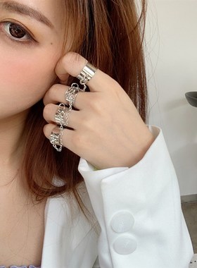 极速2020 New iPunk Style Chain Link Multiple Finger Open Rin