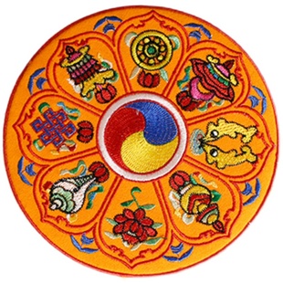 极速圆形法器垫子绣花八吉祥法器垫刺绣手鼓垫防滑V鼠标垫曼扎盘