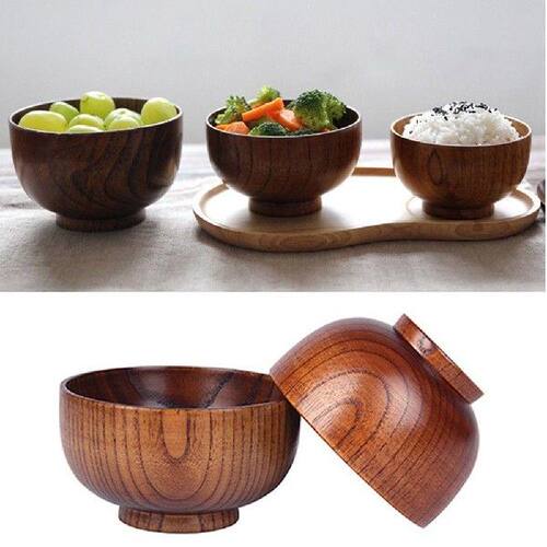 新品Japanese Style Nature Wooden Bowl BowlO Soup/Salad Rice