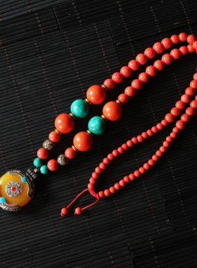极速藏式藏装项链彩石项链民族服饰装饰佛L珠民族风毛衣链男女通