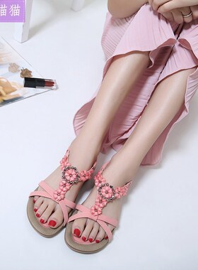 极速Ladies Flat Sandoals Summer Woman Shoes Big Plus Size43